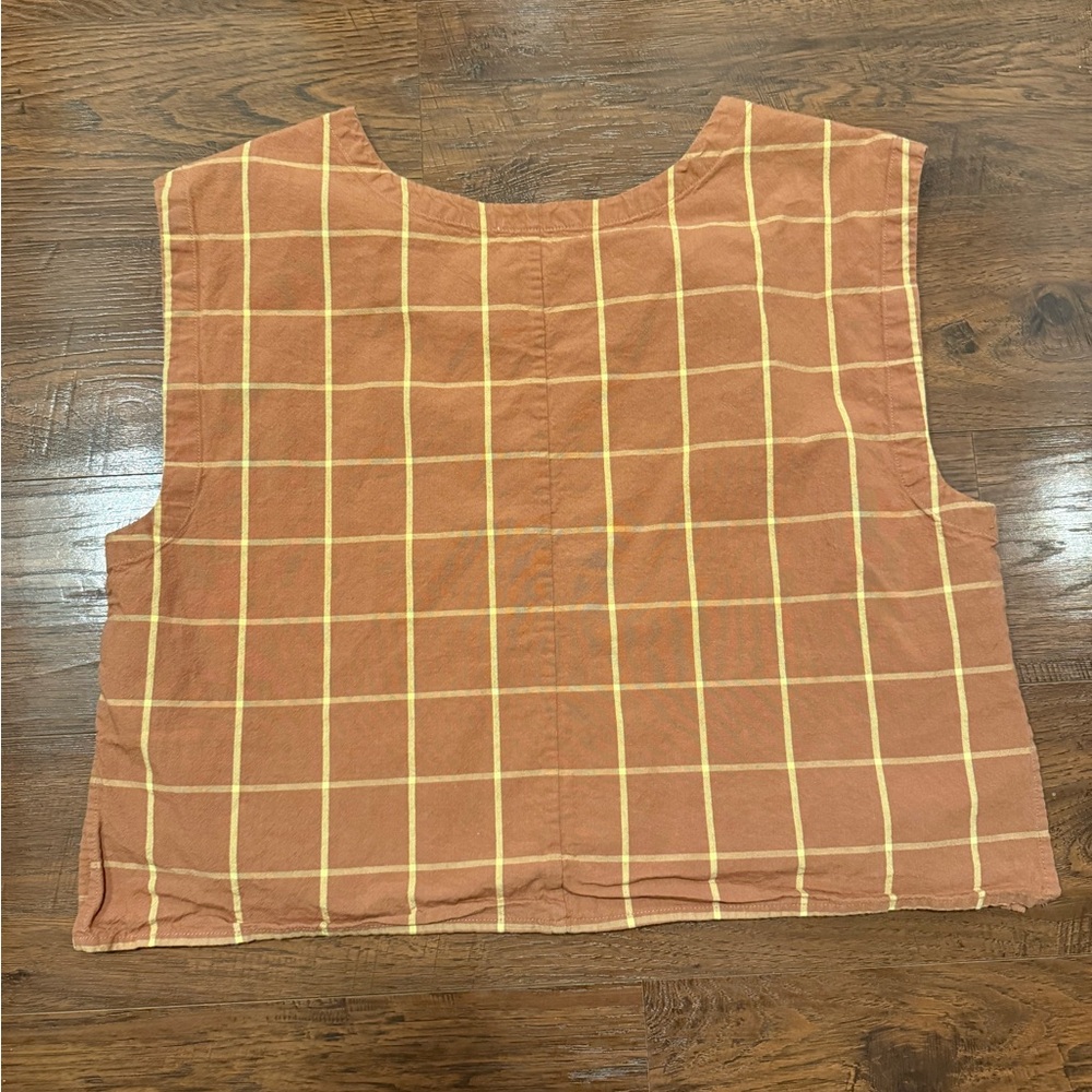 Known Supply Rust Orange Windowpane Cropped Tank - Picture 2 of 3